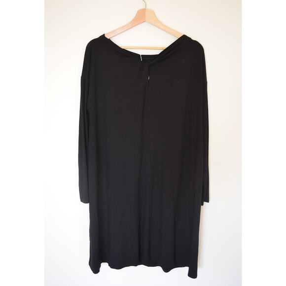 Eileen Fisher Women’s Black Bateau-Neck Twist-Back Drop Shoulder Stretch Jersey - Picture 7 of 7
